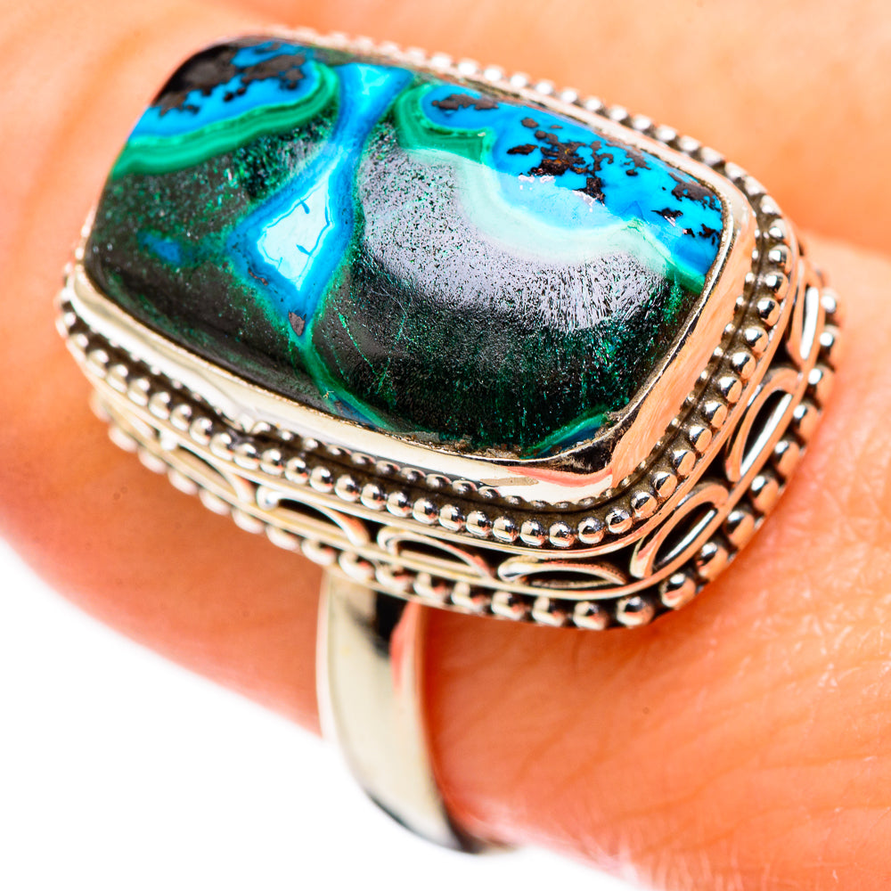 Malachite In Chrysocolla Rings handcrafted by Anasilvercos - RING130196
