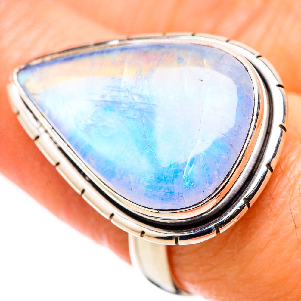 Rainbow Moonstone Rings handcrafted by Anasilvercos - RING130209