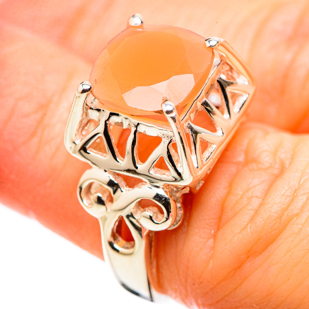 Peach Moonstone Rings handcrafted by Anasilvercos - RING130215