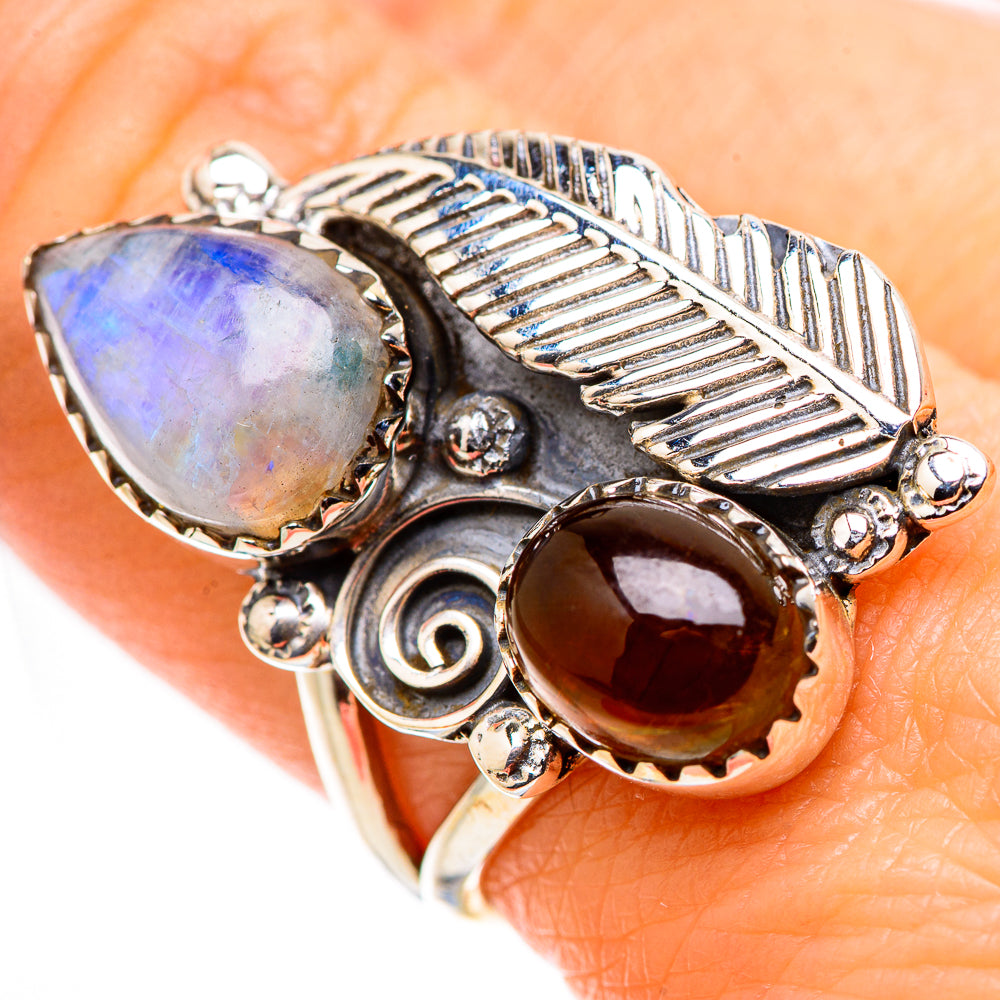 Rainbow Moonstone Rings handcrafted by Anasilvercos - RING130217