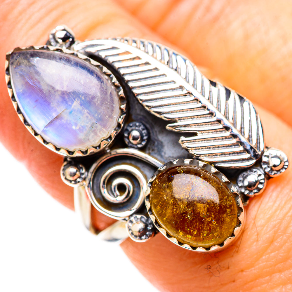 Rainbow Moonstone Rings handcrafted by Anasilvercos - RING130218