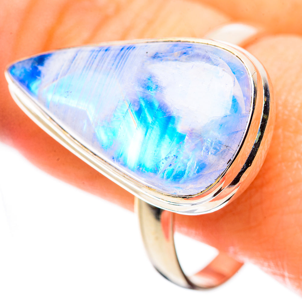 Rainbow Moonstone Rings handcrafted by Anasilvercos - RING130256