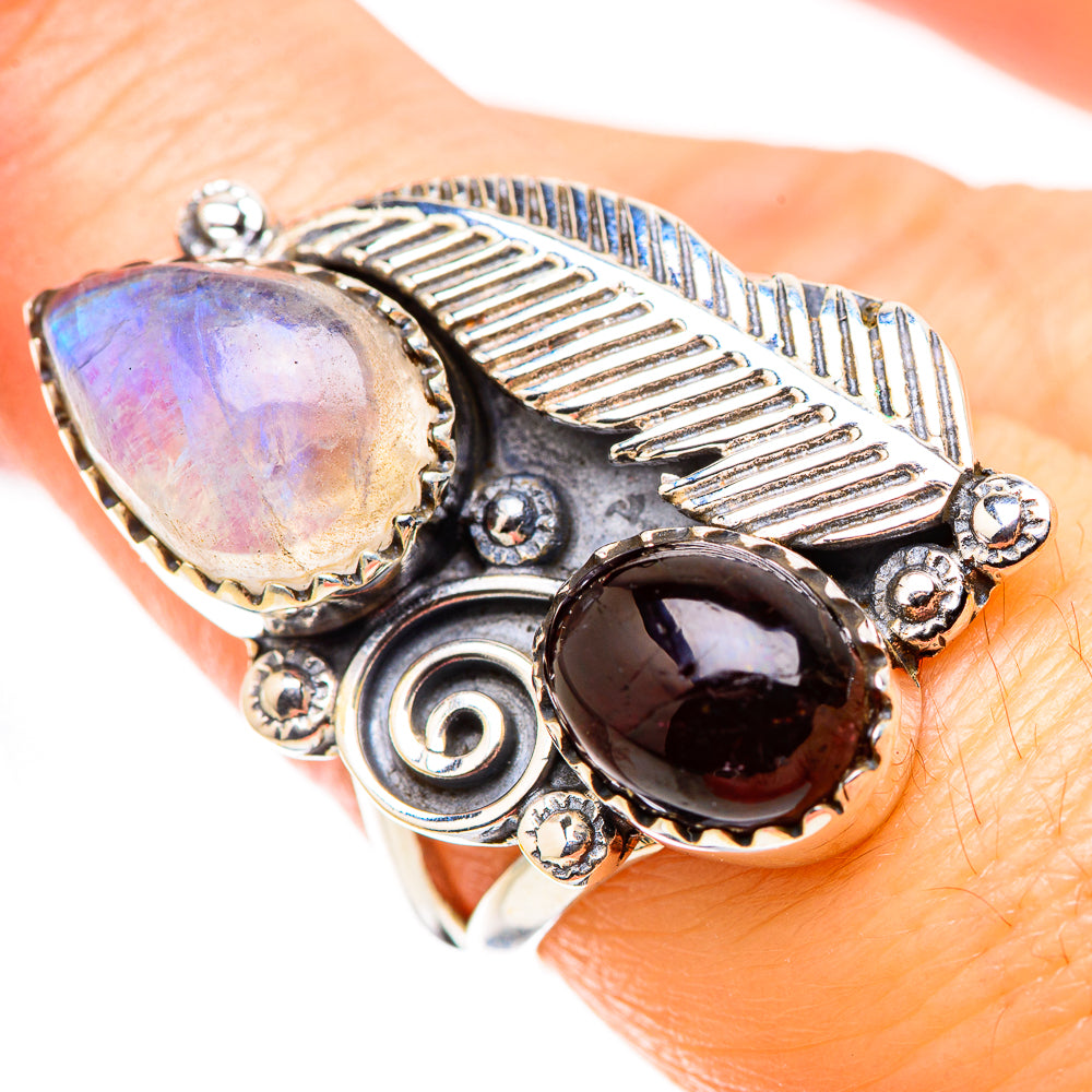 Rainbow Moonstone Rings handcrafted by Anasilvercos - RING130262