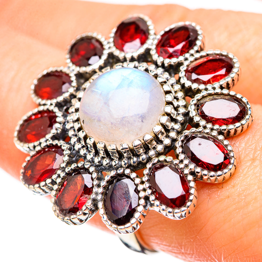 Rainbow Moonstone Rings handcrafted by Anasilvercos - RING130286