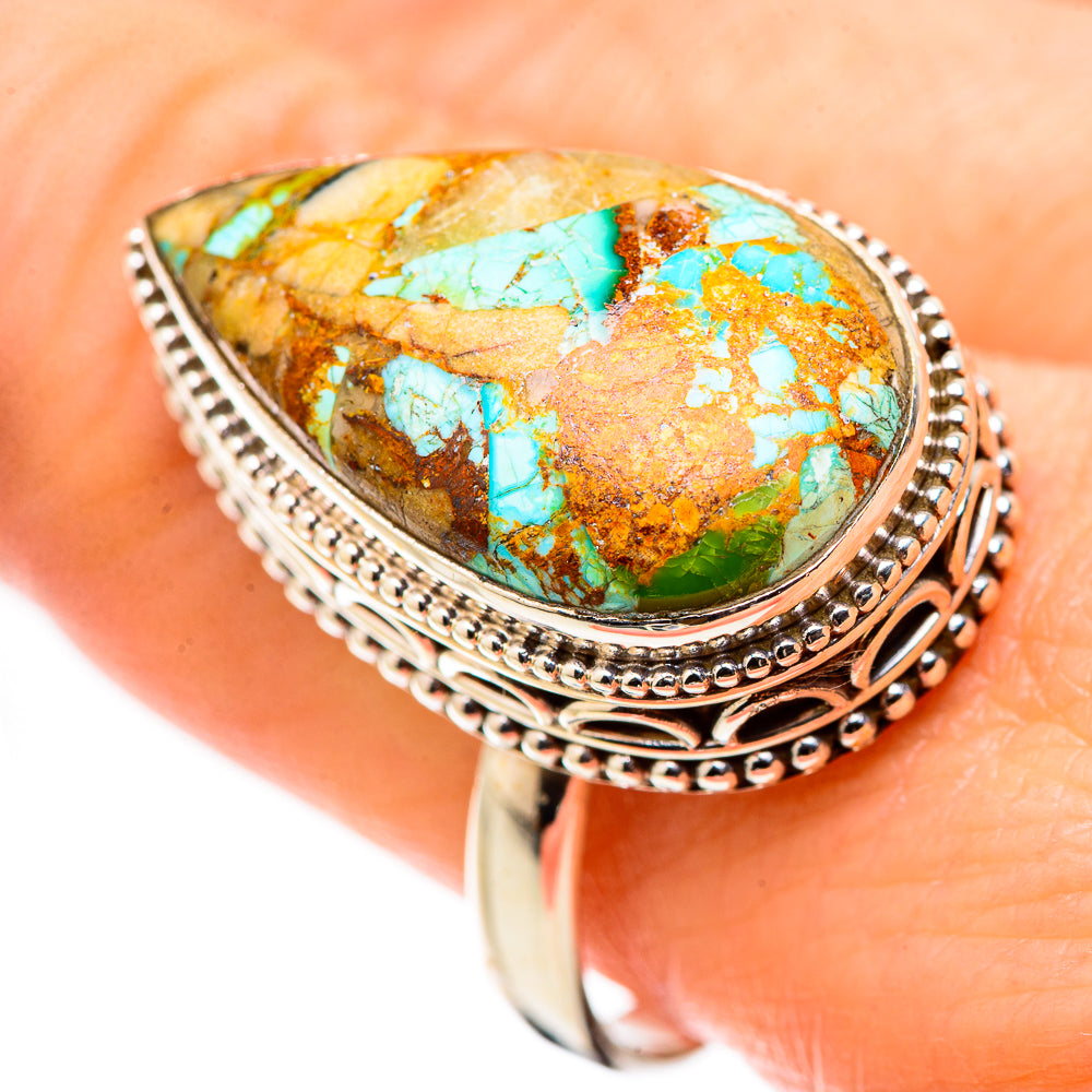 Blue Copper Composite Turquoise Rings handcrafted by Anasilvercos - RING130297