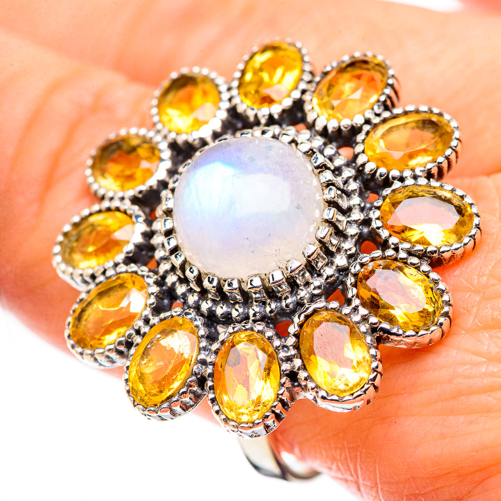 Rainbow Moonstone Rings handcrafted by Anasilvercos - RING130306