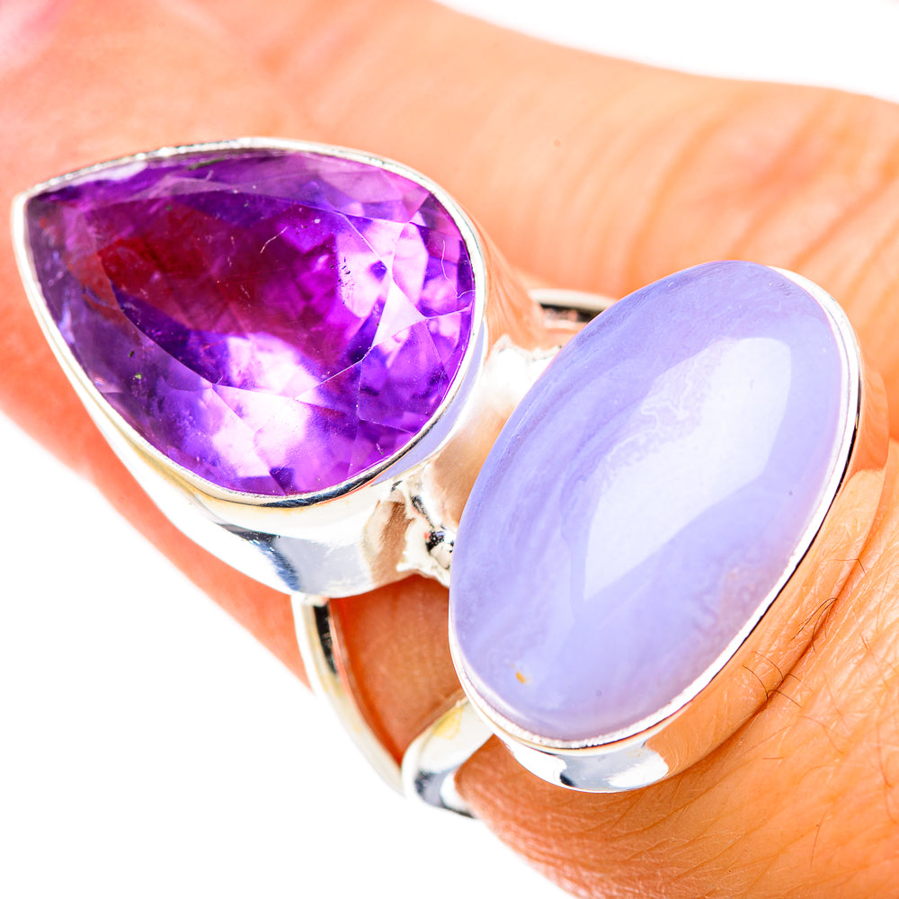 Blue Lace Agate Rings handcrafted by Anasilvercos - RING130310