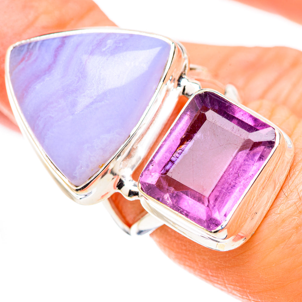 Blue Lace Agate Rings handcrafted by Anasilvercos - RING130311