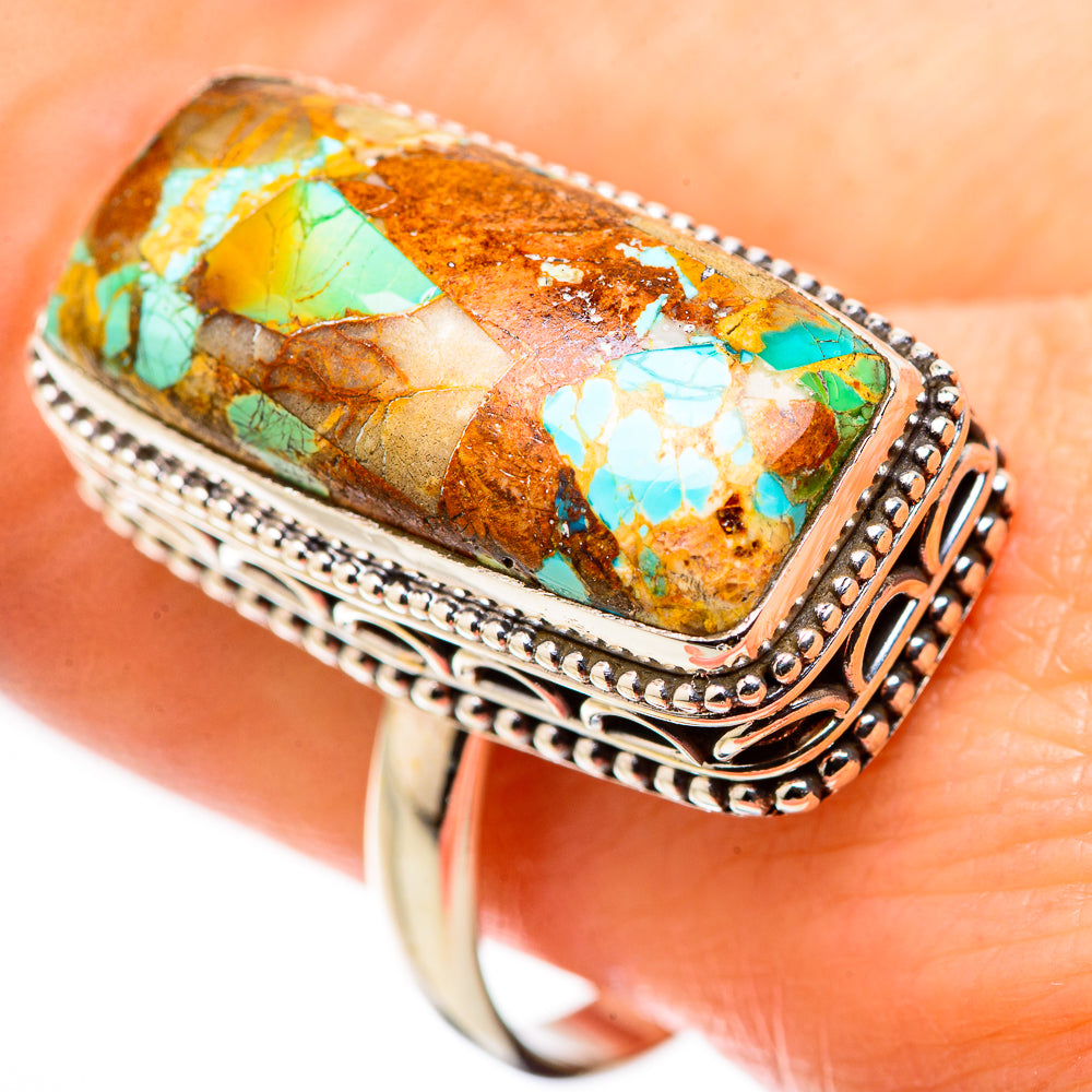 Blue Copper Composite Turquoise Rings handcrafted by Anasilvercos - RING130316