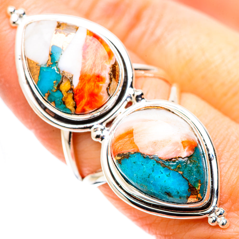 Spiny Oyster Turquoise Rings handcrafted by Anasilvercos - RING130318