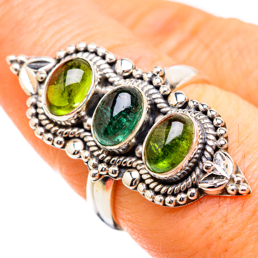 Green Tourmaline Rings handcrafted by Anasilvercos - RING130335