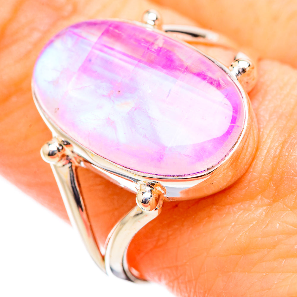 Pink Moonstone Rings handcrafted by Anasilvercos - RING130339