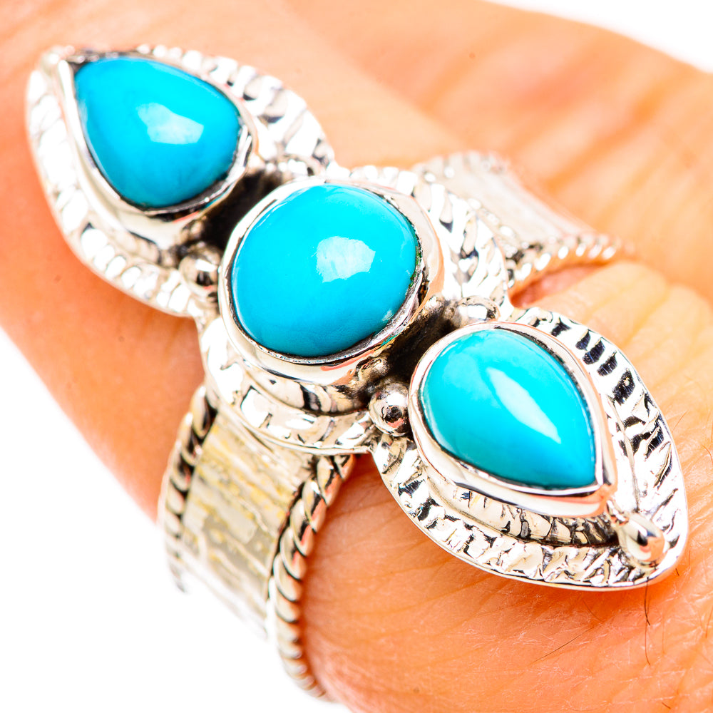 Sleeping Beauty Turquoise Rings handcrafted by Anasilvercos - RING130355