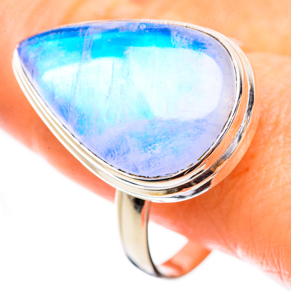 Rainbow Moonstone Rings handcrafted by Anasilvercos - RING130360