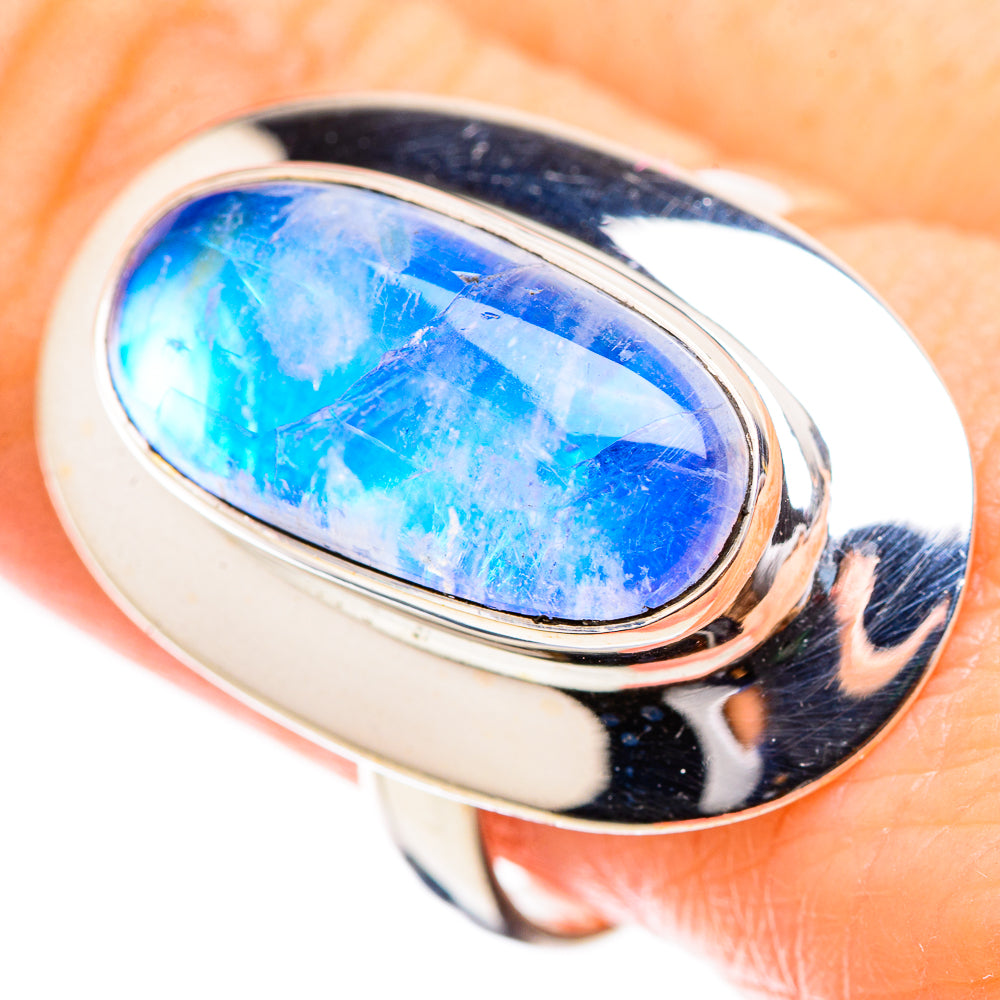 Rainbow Moonstone Rings handcrafted by Anasilvercos - RING130391