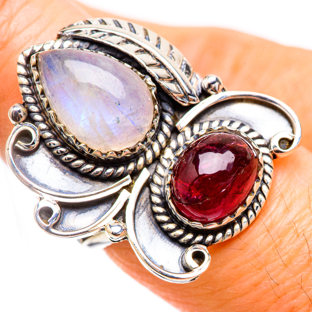 Rainbow Moonstone Rings handcrafted by Anasilvercos - RING130398