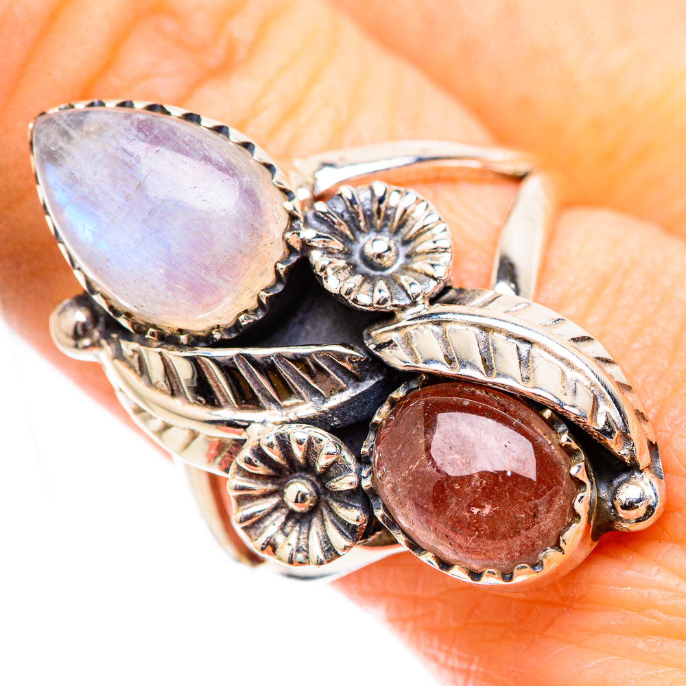 Rainbow Moonstone Rings handcrafted by Anasilvercos - RING130430