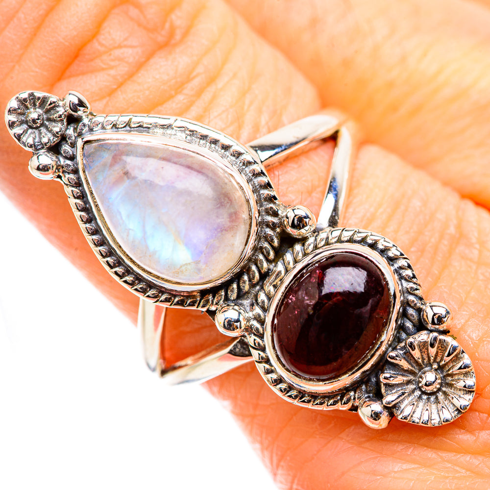 Rainbow Moonstone Rings handcrafted by Anasilvercos - RING130431