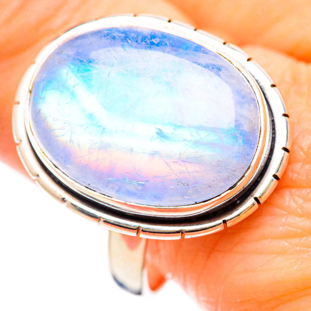 Rainbow Moonstone Rings handcrafted by Anasilvercos - RING130450