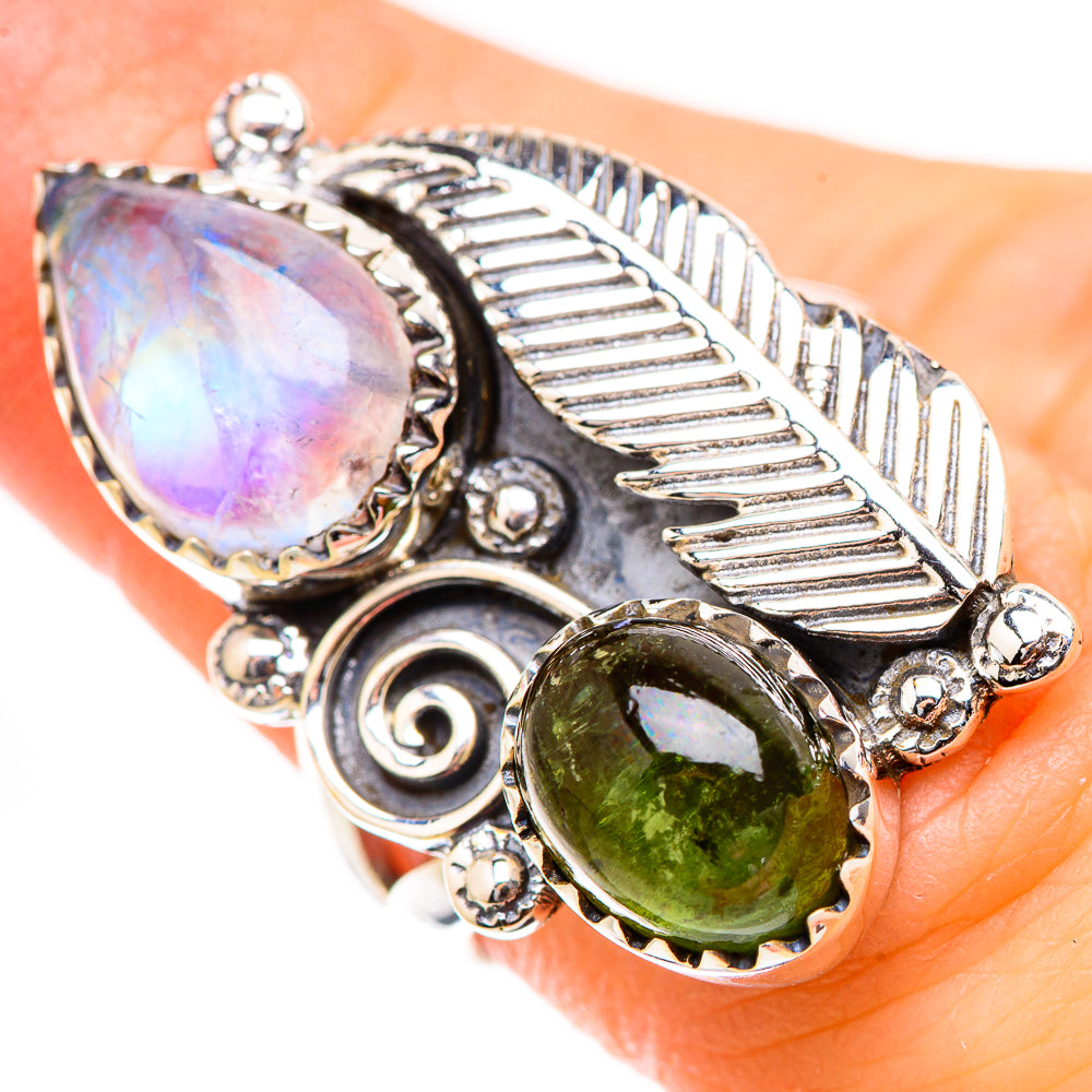 Rainbow Moonstone Rings handcrafted by Anasilvercos - RING130452