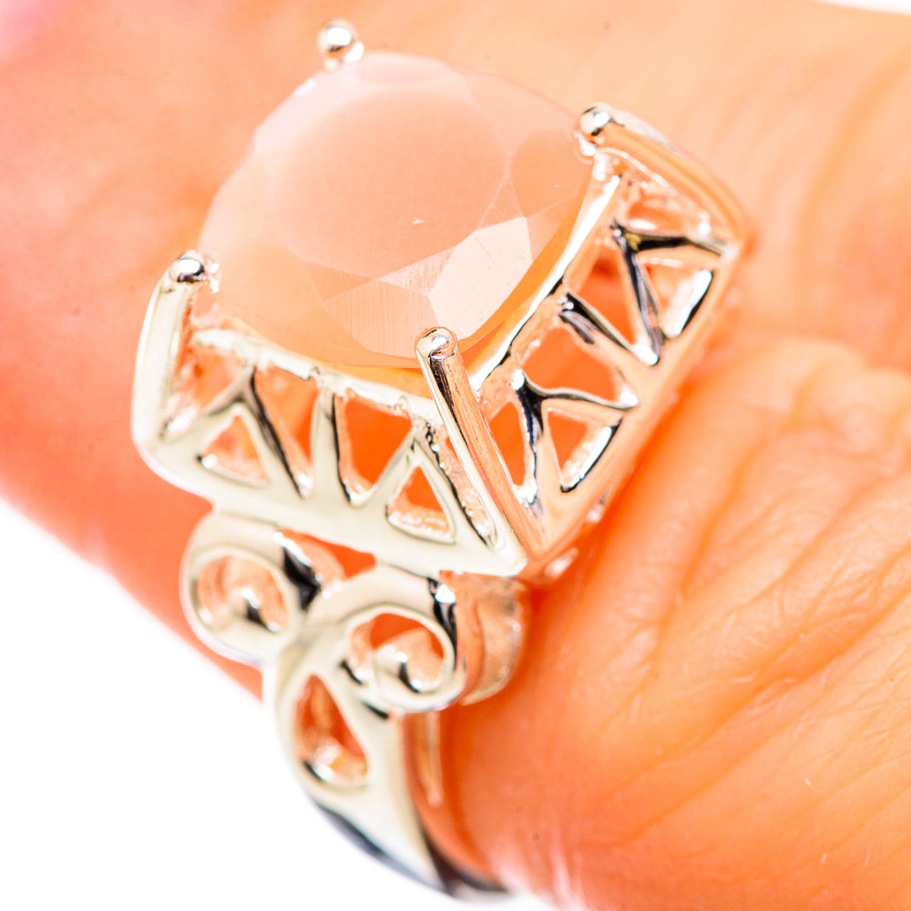 Peach Moonstone Rings handcrafted by Anasilvercos - RING130456