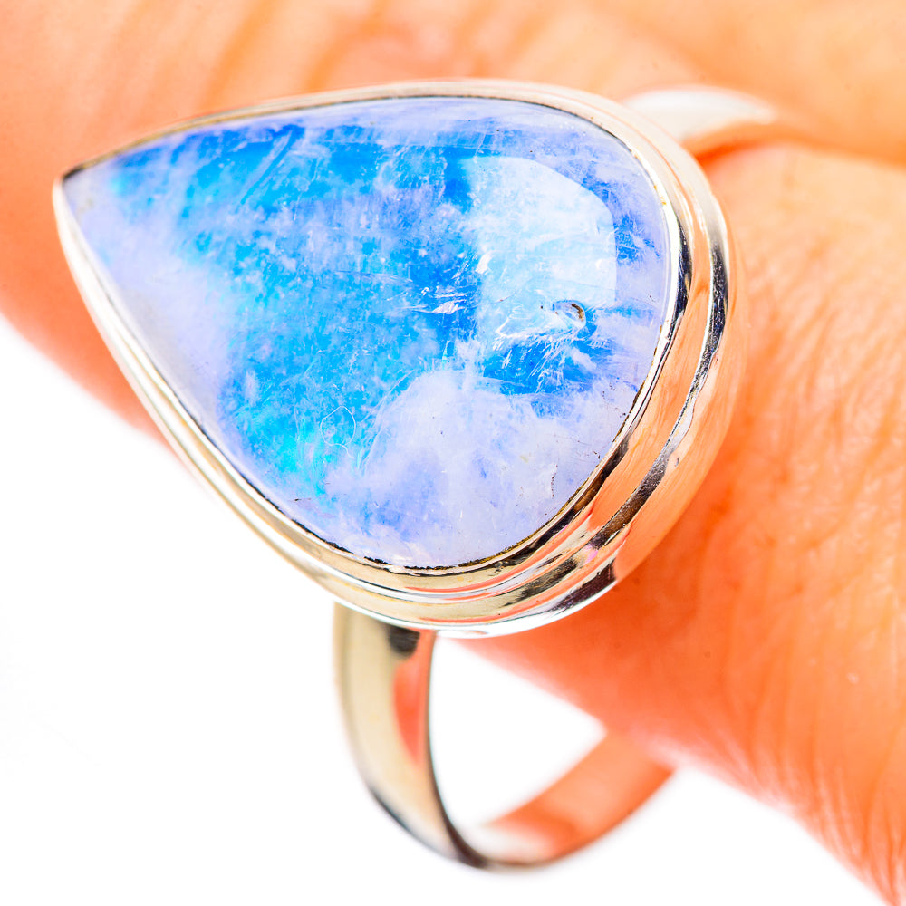 Rainbow Moonstone Rings handcrafted by Anasilvercos - RING130475