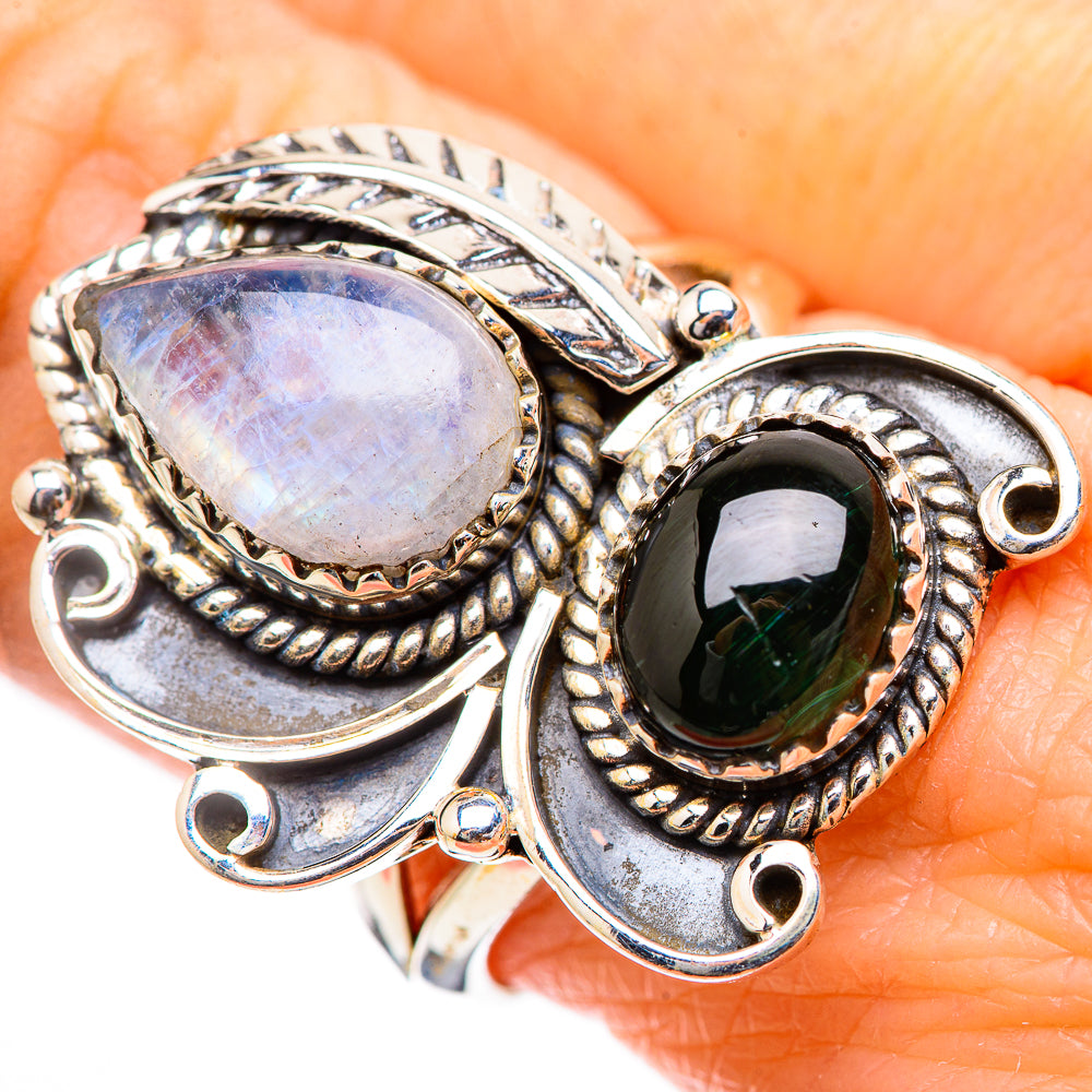 Rainbow Moonstone Rings handcrafted by Anasilvercos - RING130482