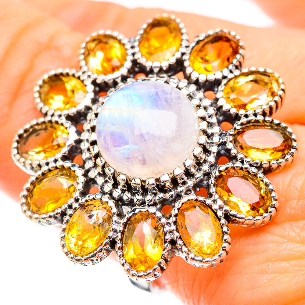 Rainbow Moonstone Rings handcrafted by Anasilvercos - RING130485