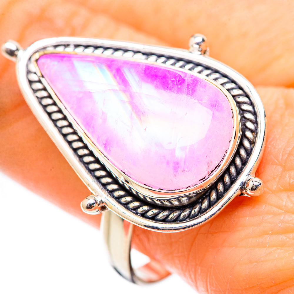 Pink Moonstone Rings handcrafted by Anasilvercos - RING130490