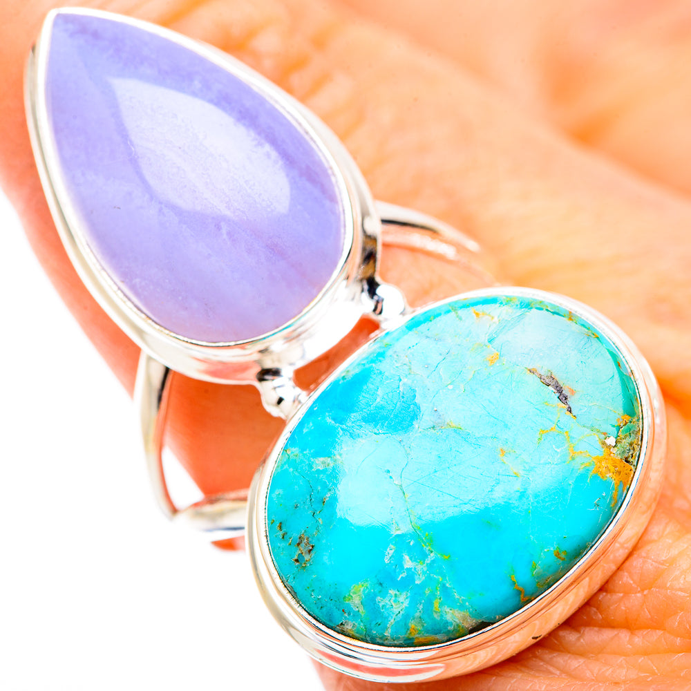 Blue Lace Agate Rings handcrafted by Anasilvercos - RING130507