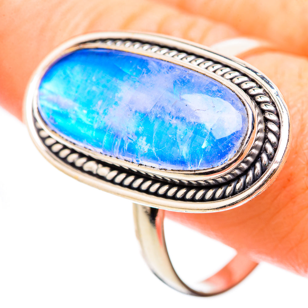 Rainbow Moonstone Rings handcrafted by Anasilvercos - RING130508
