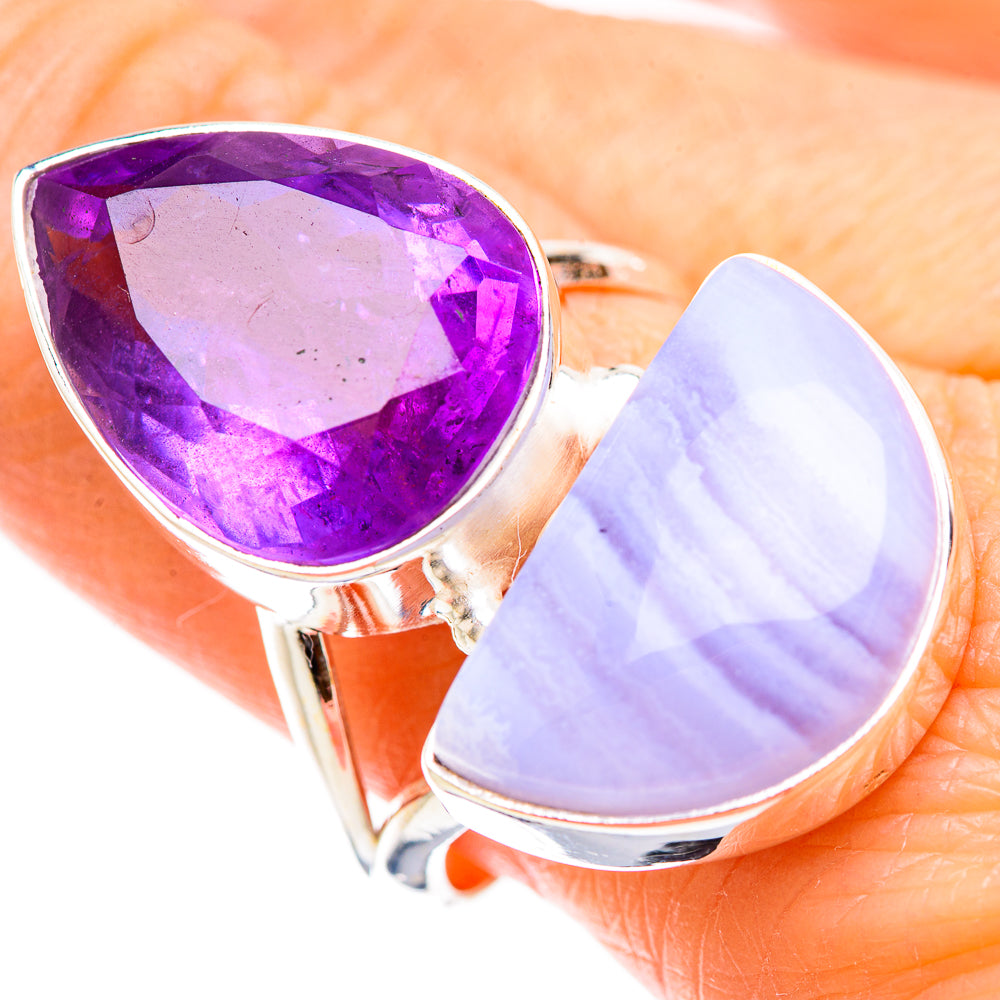 Blue Lace Agate Rings handcrafted by Anasilvercos - RING130515