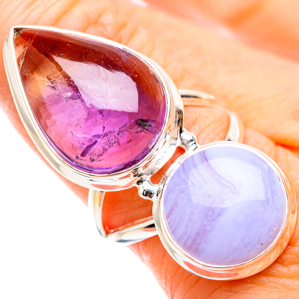 Blue Lace Agate Rings handcrafted by Anasilvercos - RING130516