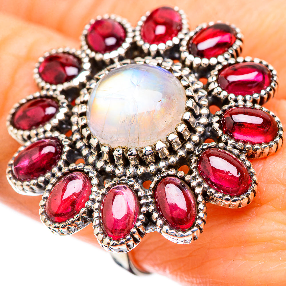Rainbow Moonstone Rings handcrafted by Anasilvercos - RING130520
