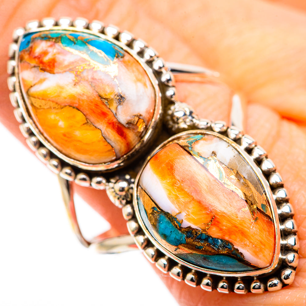 Spiny Oyster Turquoise Rings handcrafted by Anasilvercos - RING130522