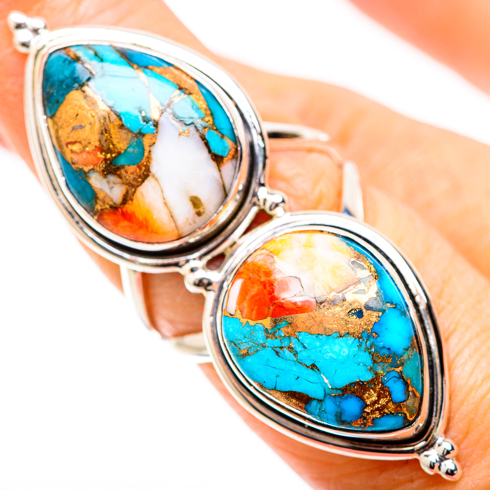 Spiny Oyster Turquoise Rings handcrafted by Anasilvercos - RING130528