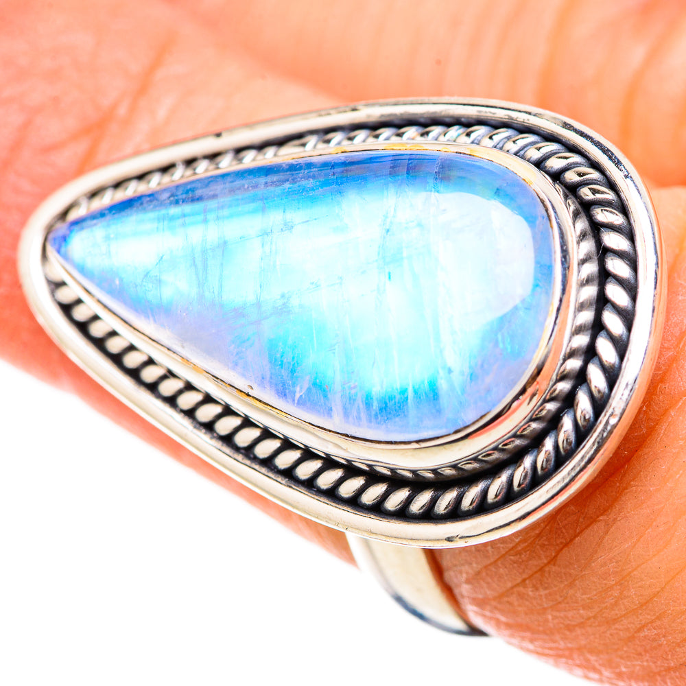 Rainbow Moonstone Rings handcrafted by Anasilvercos - RING130531