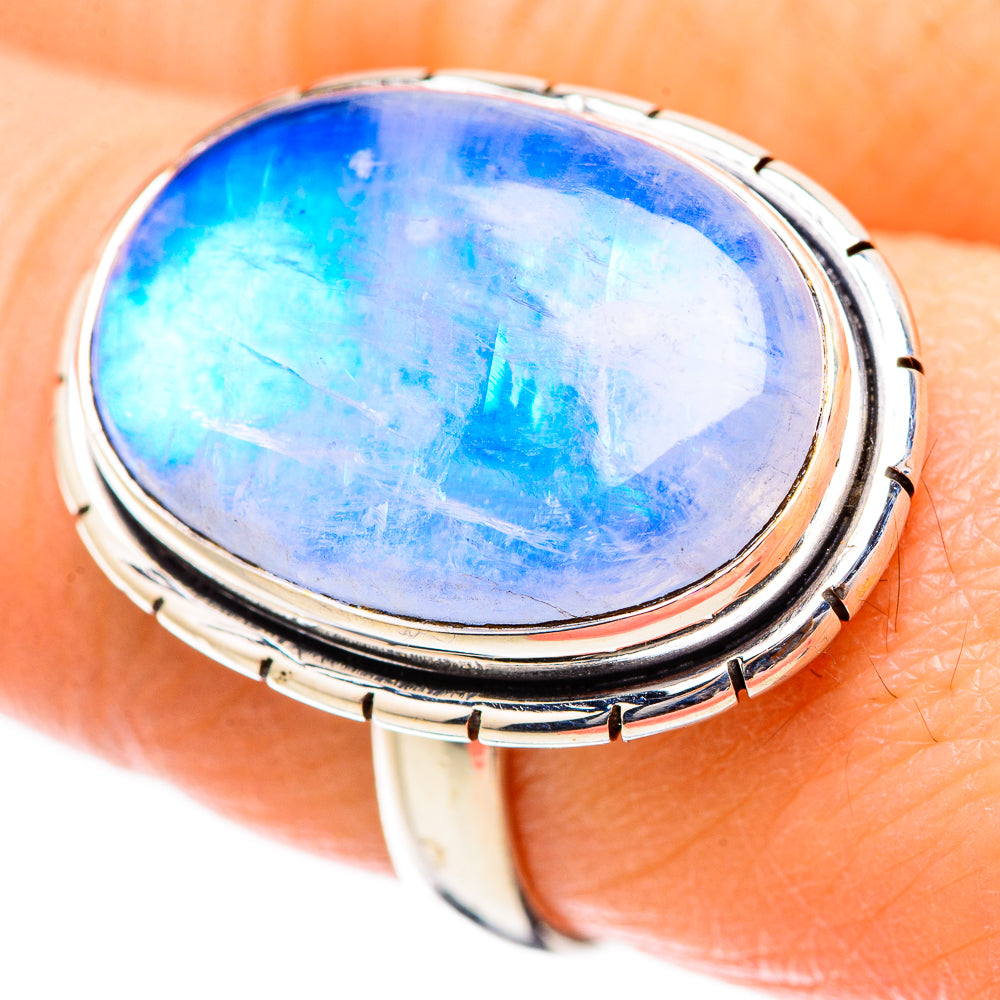 Rainbow Moonstone Rings handcrafted by Anasilvercos - RING130543
