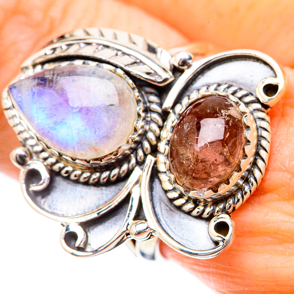 Rainbow Moonstone Rings handcrafted by Anasilvercos - RING130553