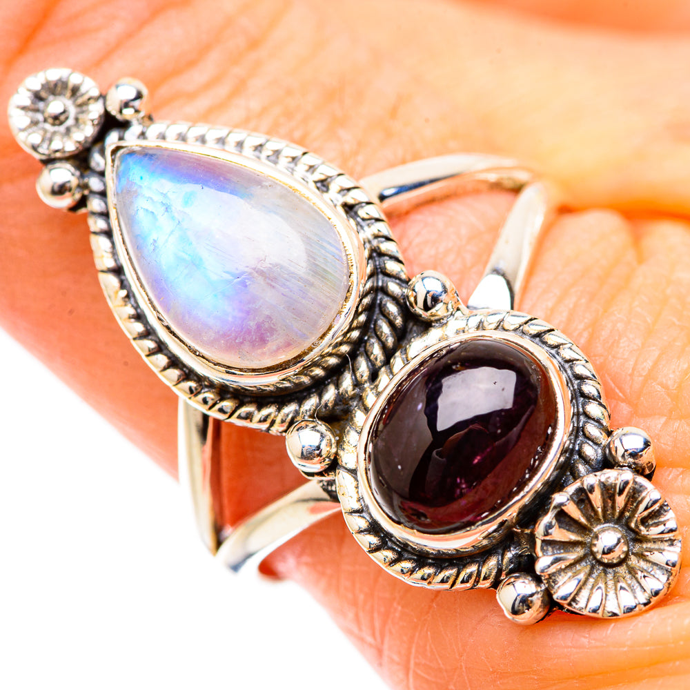 Rainbow Moonstone Rings handcrafted by Anasilvercos - RING130556