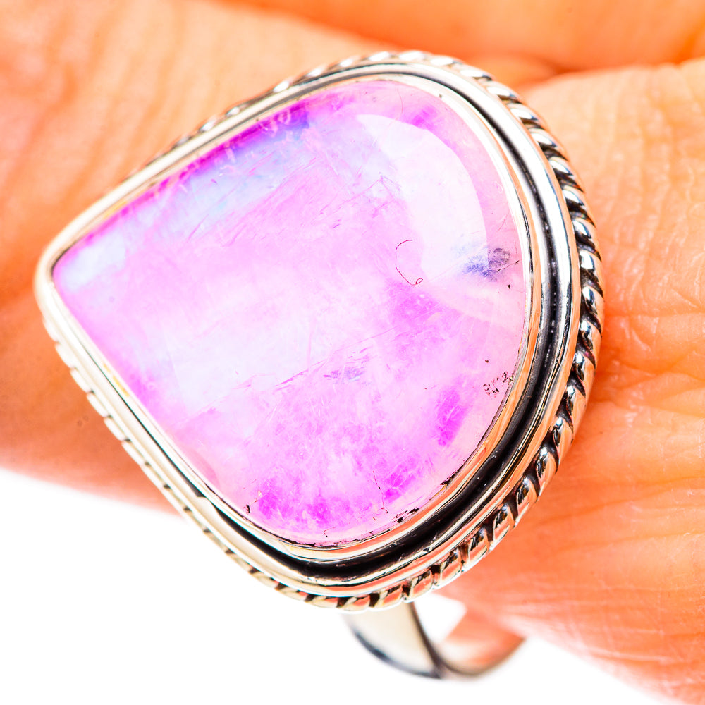 Pink Moonstone Rings handcrafted by Anasilvercos - RING130579