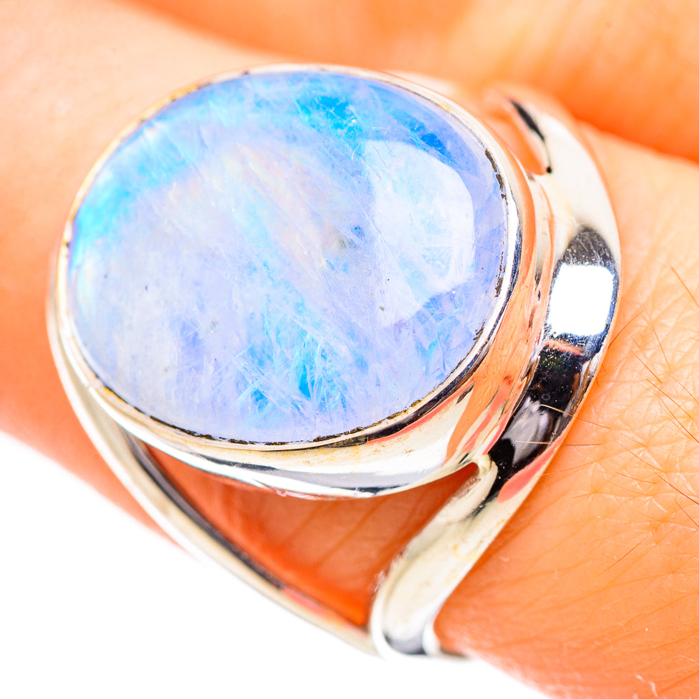 Rainbow Moonstone Rings handcrafted by Anasilvercos - RING130598