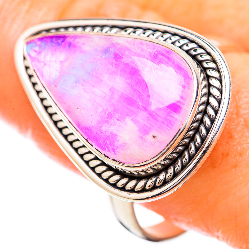 Pink Moonstone Rings handcrafted by Anasilvercos - RING130611