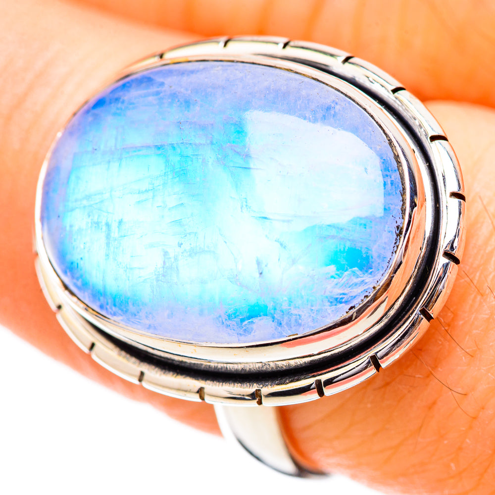 Rainbow Moonstone Rings handcrafted by Anasilvercos - RING130630