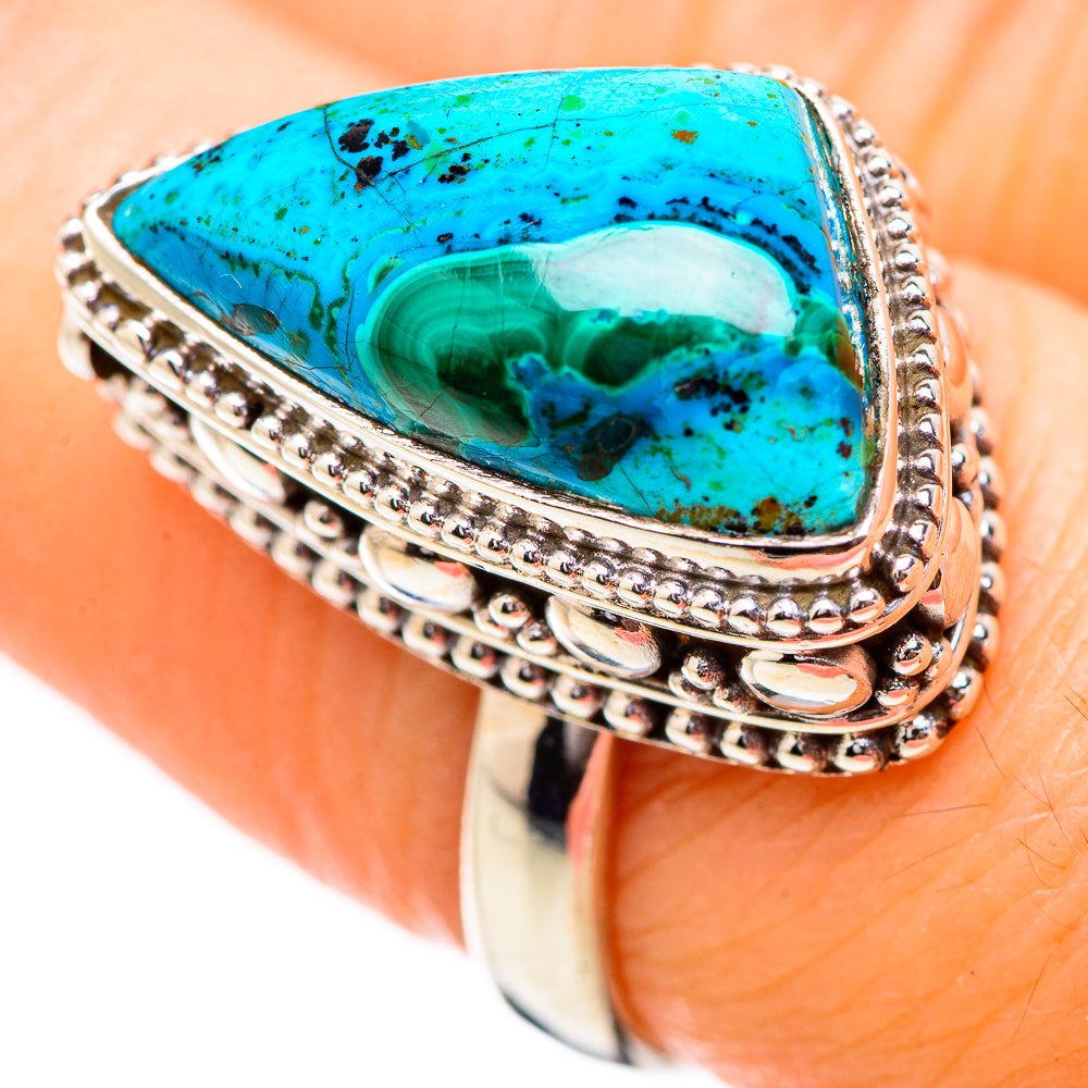 Malachite In Chrysocolla Rings handcrafted by Anasilvercos - RING130648