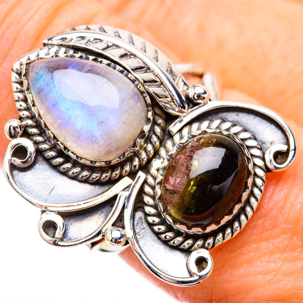 Rainbow Moonstone Rings handcrafted by Anasilvercos - RING130652