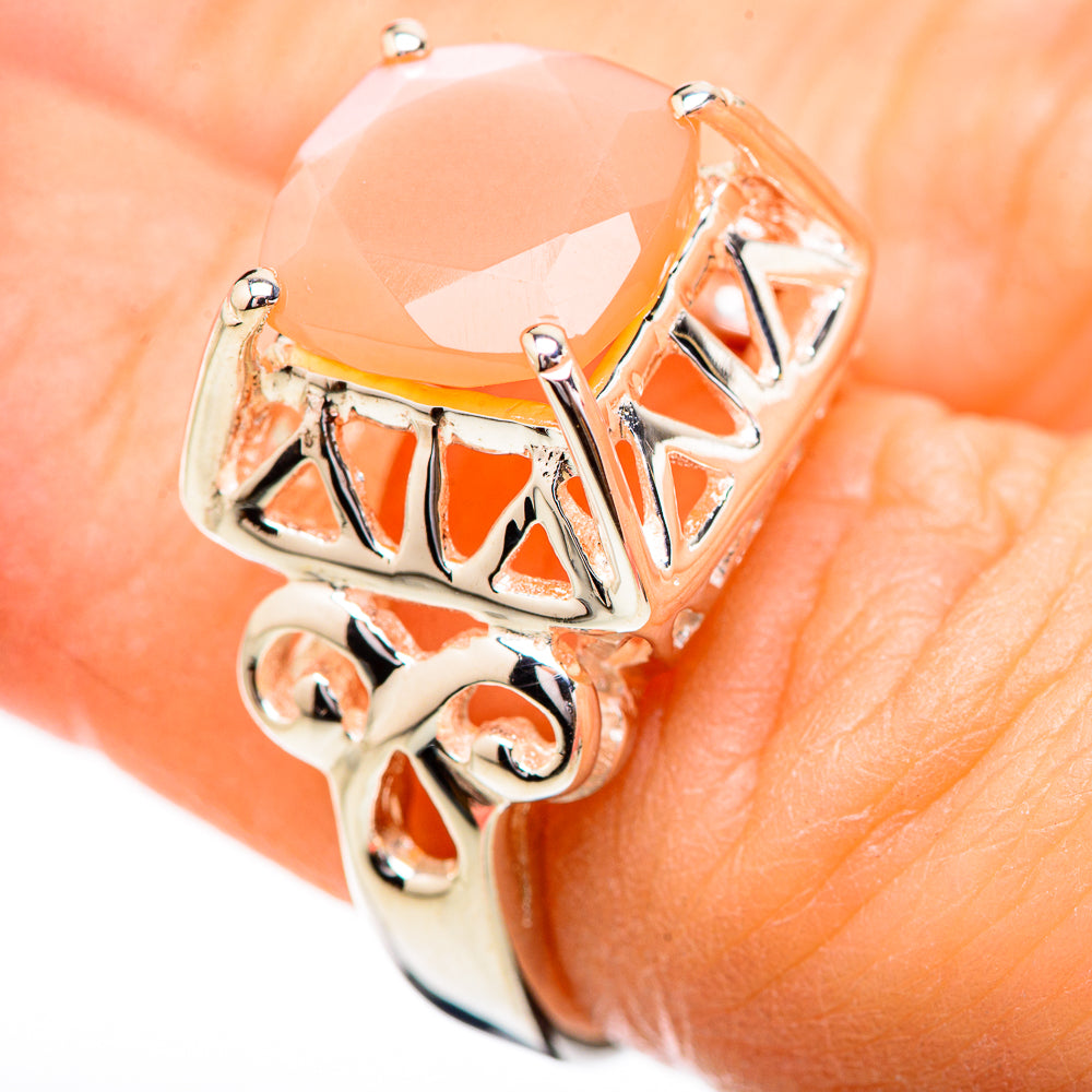 Peach Moonstone Rings handcrafted by Anasilvercos - RING130671