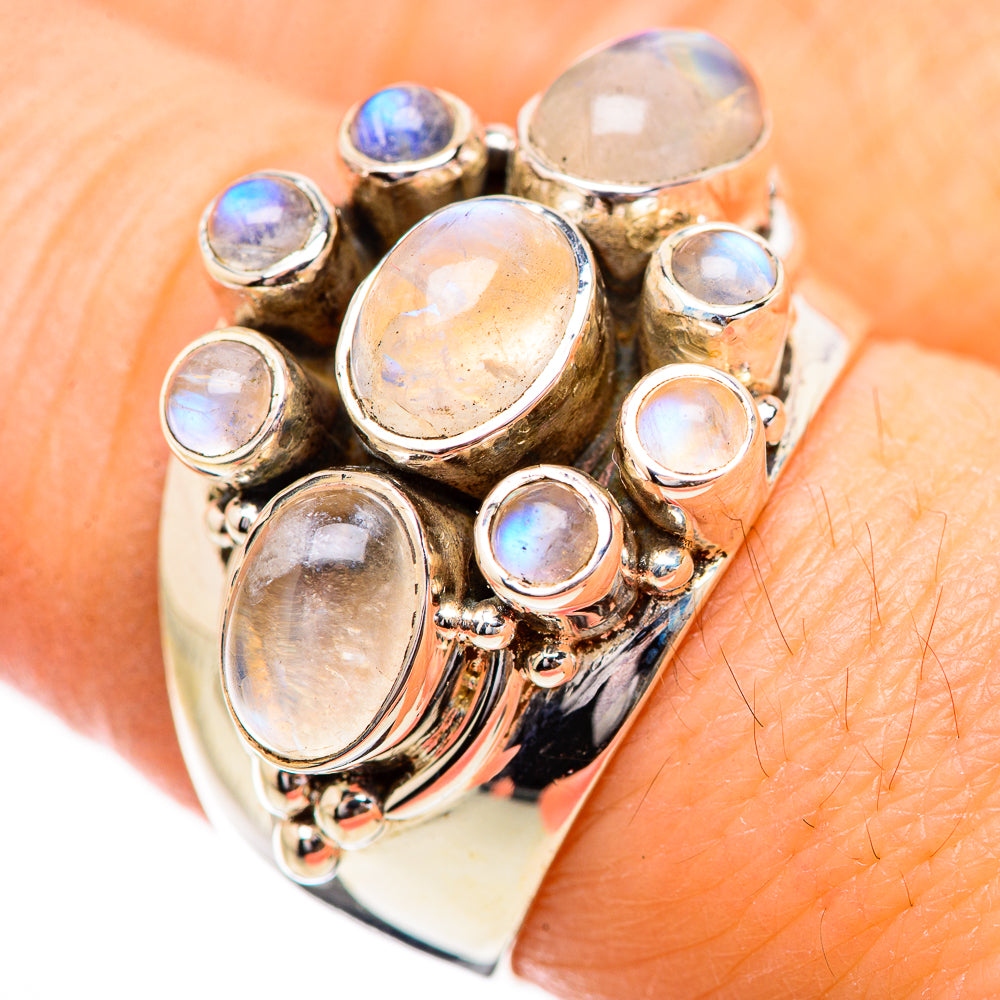 Rainbow Moonstone Rings handcrafted by Anasilvercos - RING130679