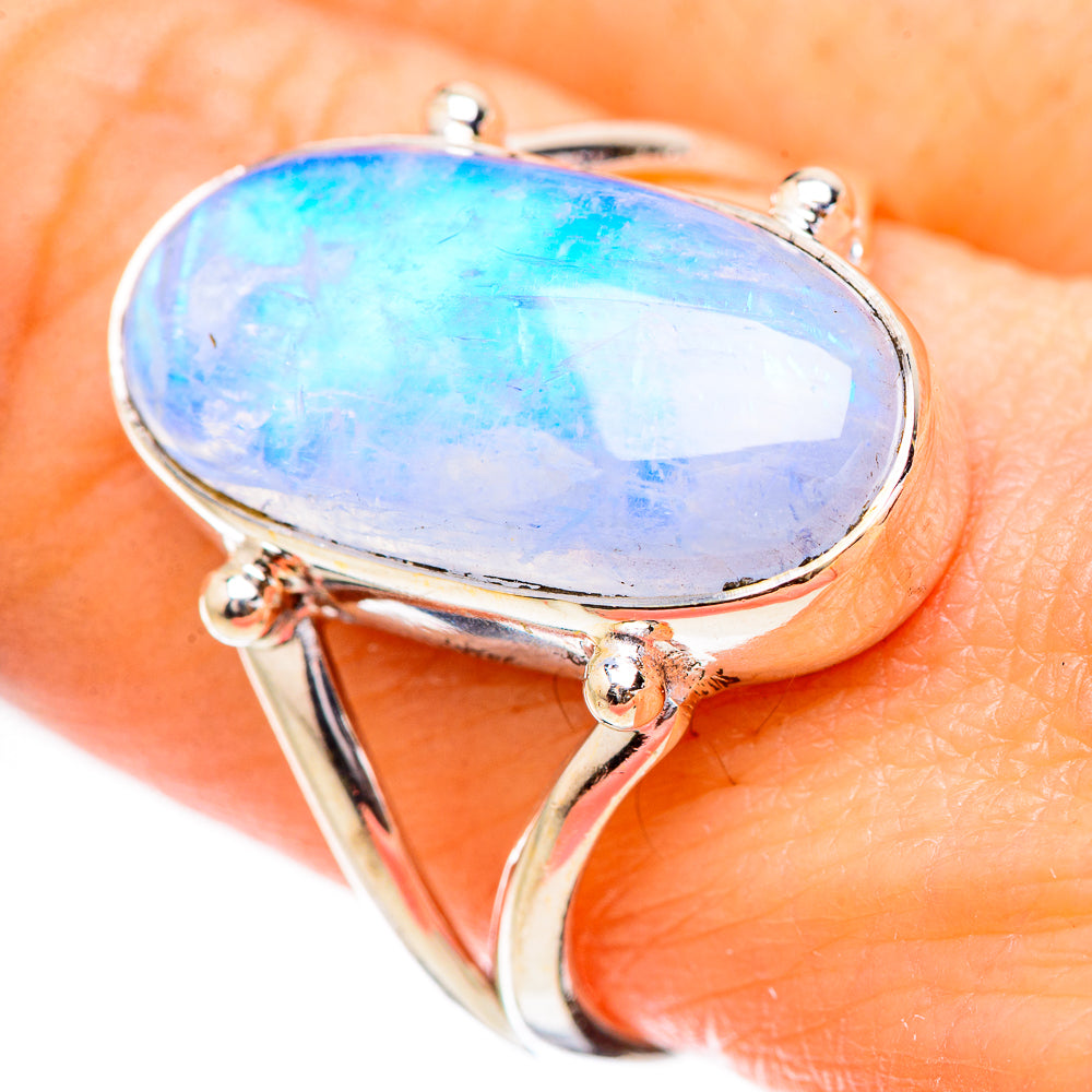 Rainbow Moonstone Rings handcrafted by Anasilvercos - RING130694
