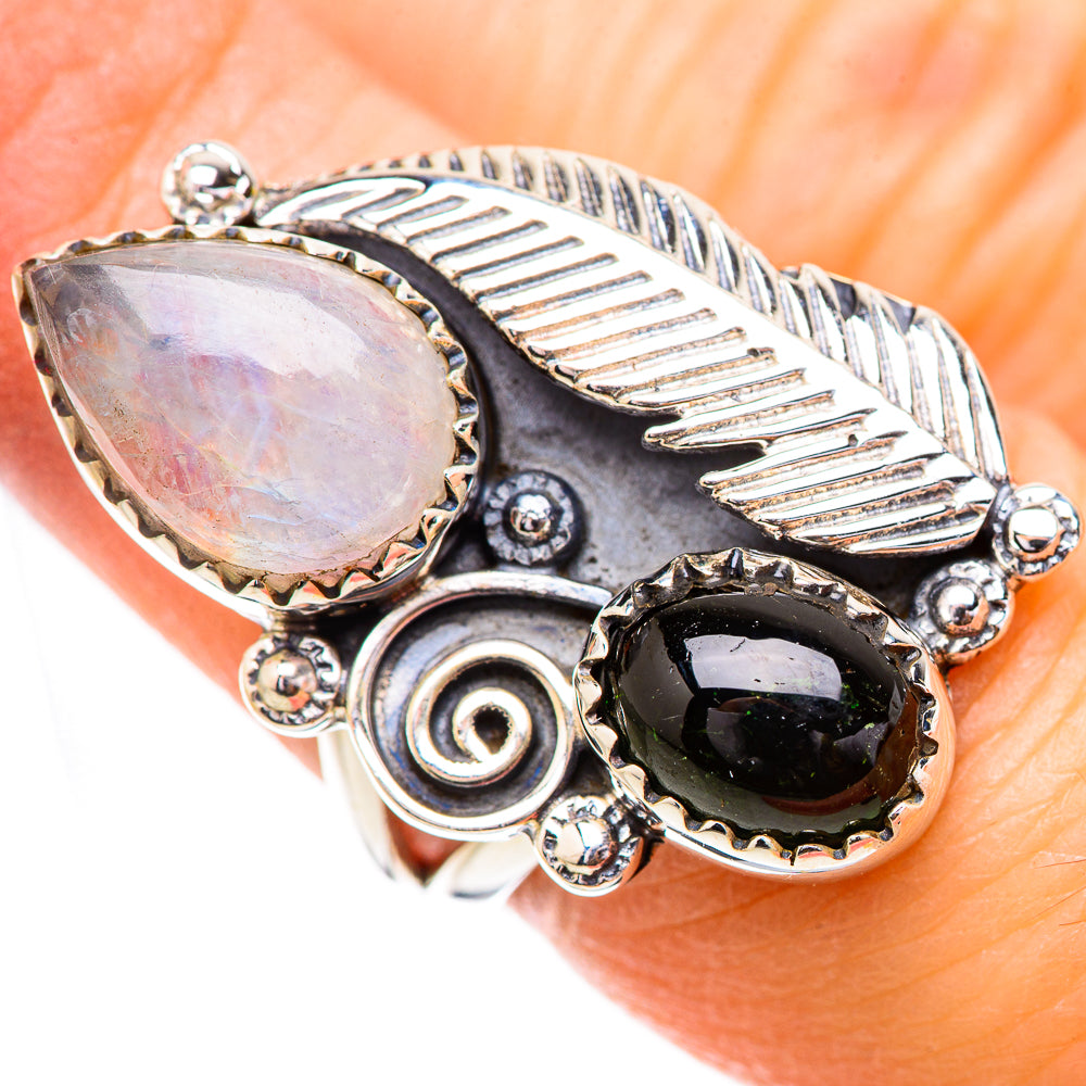 Rainbow Moonstone Rings handcrafted by Anasilvercos - RING130699